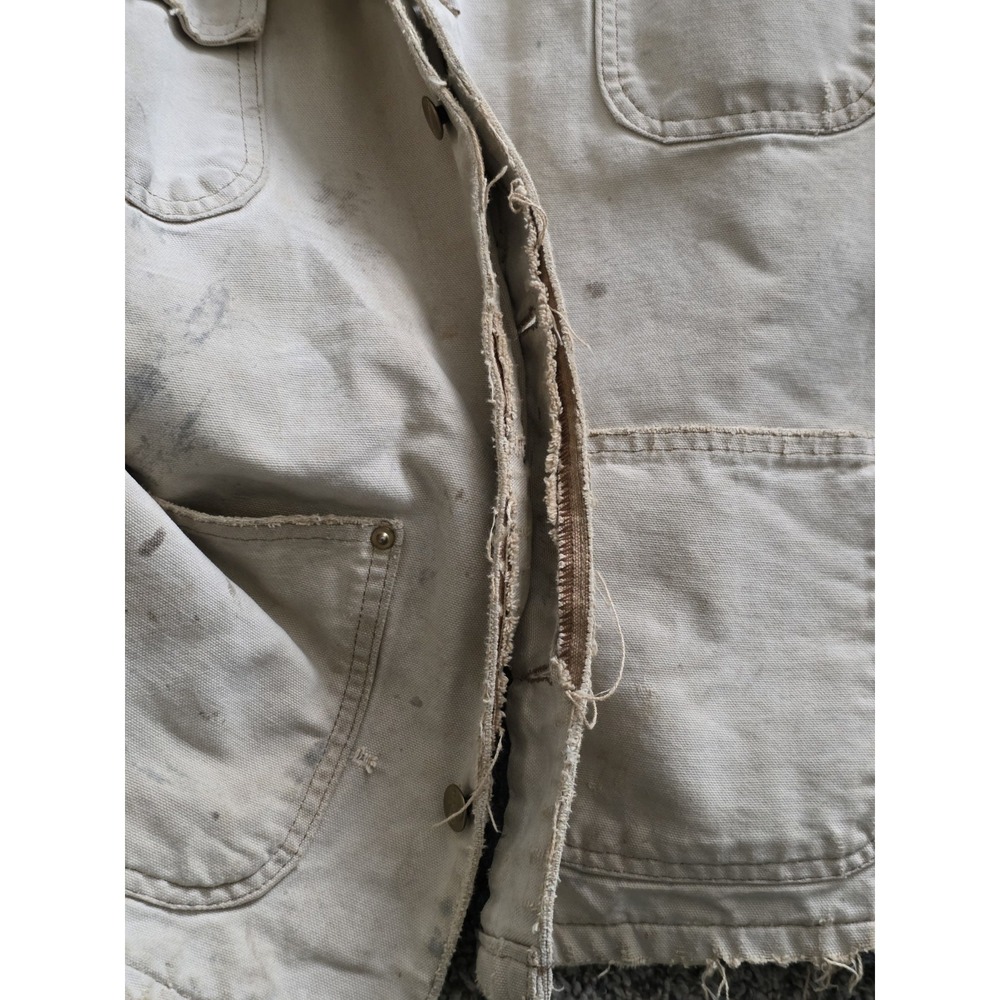 Vintage Carhartt Faded Brown Chore Jacket Size L Blanket Lined - Picture 11 of 13